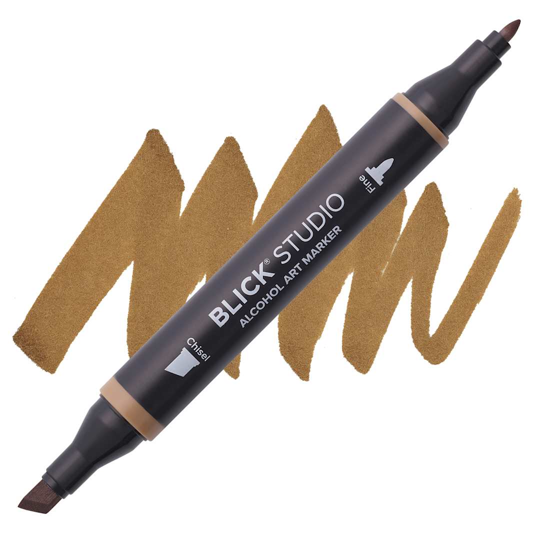 Open in modal - Blick Studio Alcohol Art Marker - 086 Light Umber, swatch and marker
