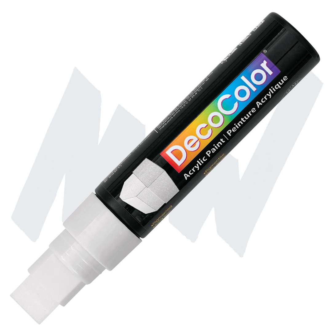 Open in modal - Decocolor Acrylic Paint Marker - White, Wedge marker and swatch
