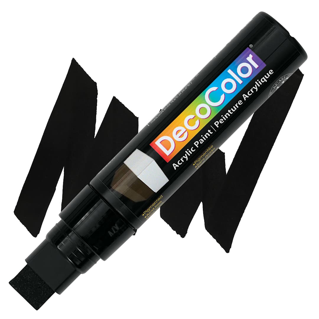 Open in modal - Decocolor Acrylic Paint Marker - Black, Wedge  marker and swatch
