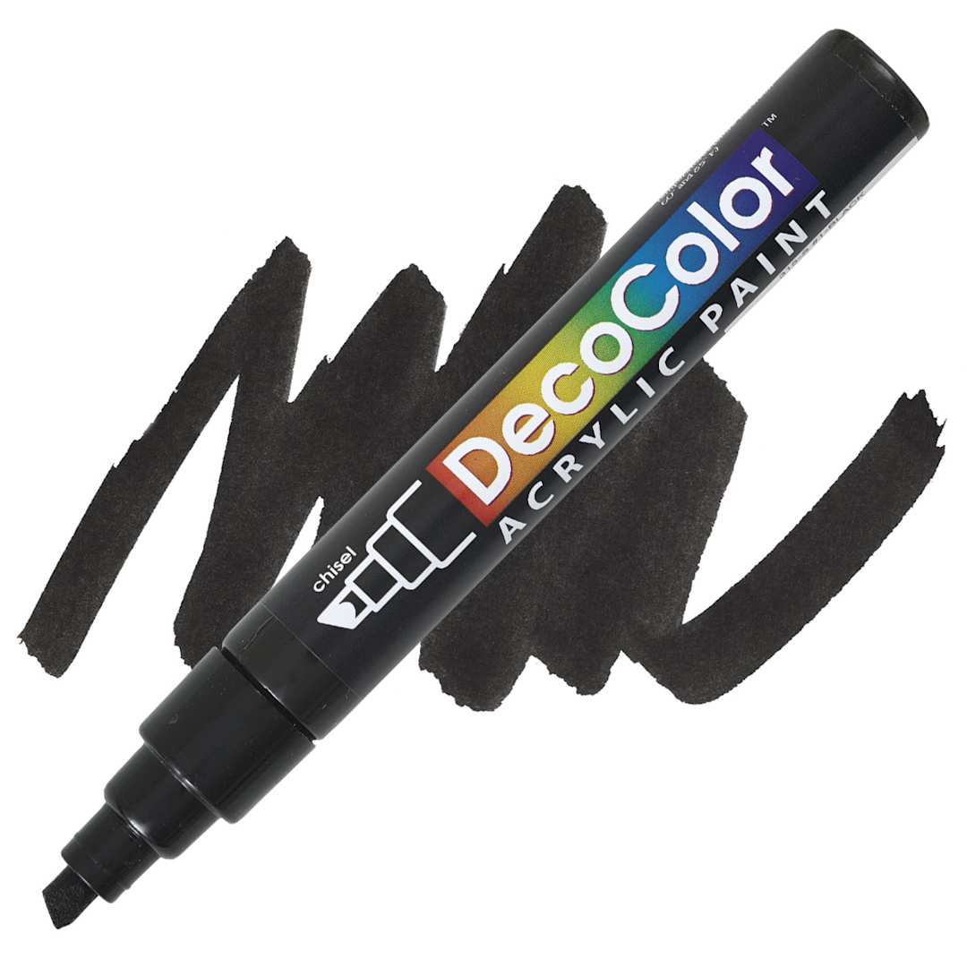 Open in modal - Decocolor Acrylic Paint Marker - Black marker and swatch