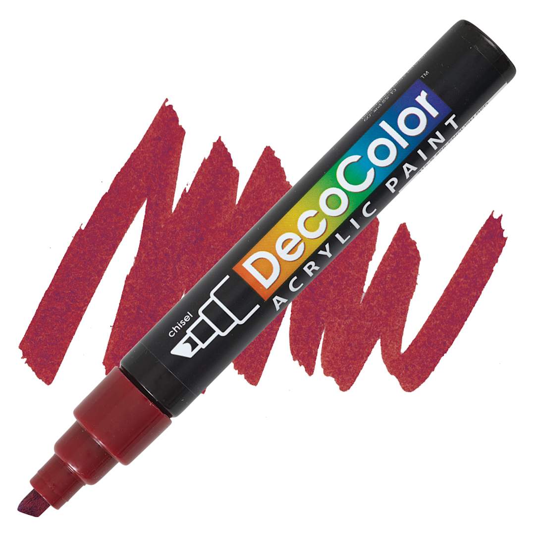 Open in modal - Decocolor Acrylic Paint Marker - English Red marker and swatch