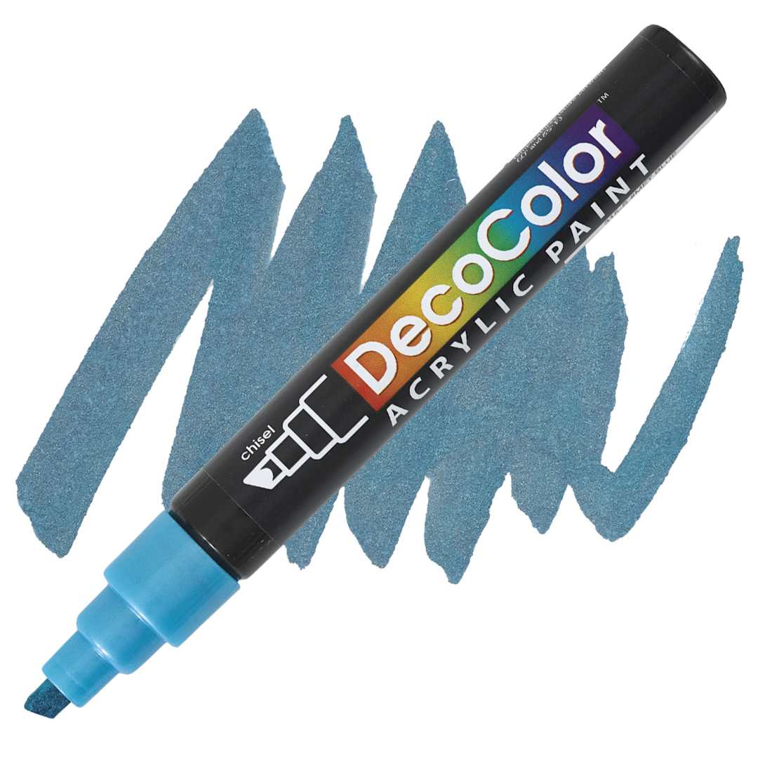 Open in modal - Decocolor Acrylic Paint Marker - Metallic Blue marker and swatch