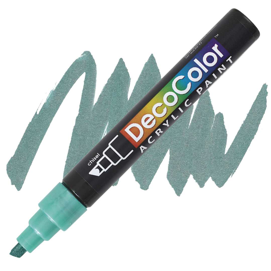 Open in modal - Decocolor Acrylic Paint Marker - Metallic Green marker and swatch