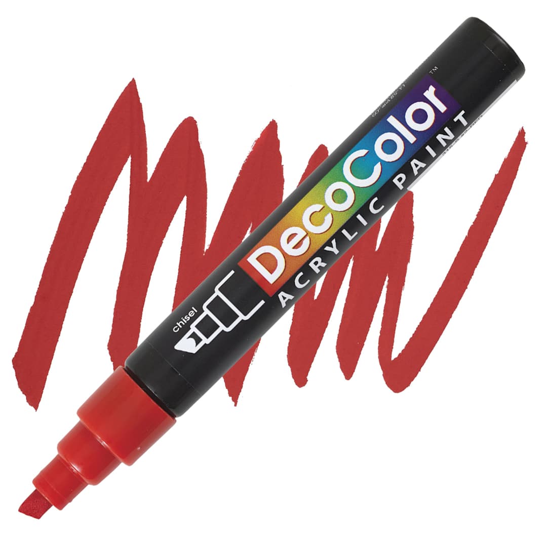Open in modal - Decocolor Acrylic Paint Marker - Red marker and swatch