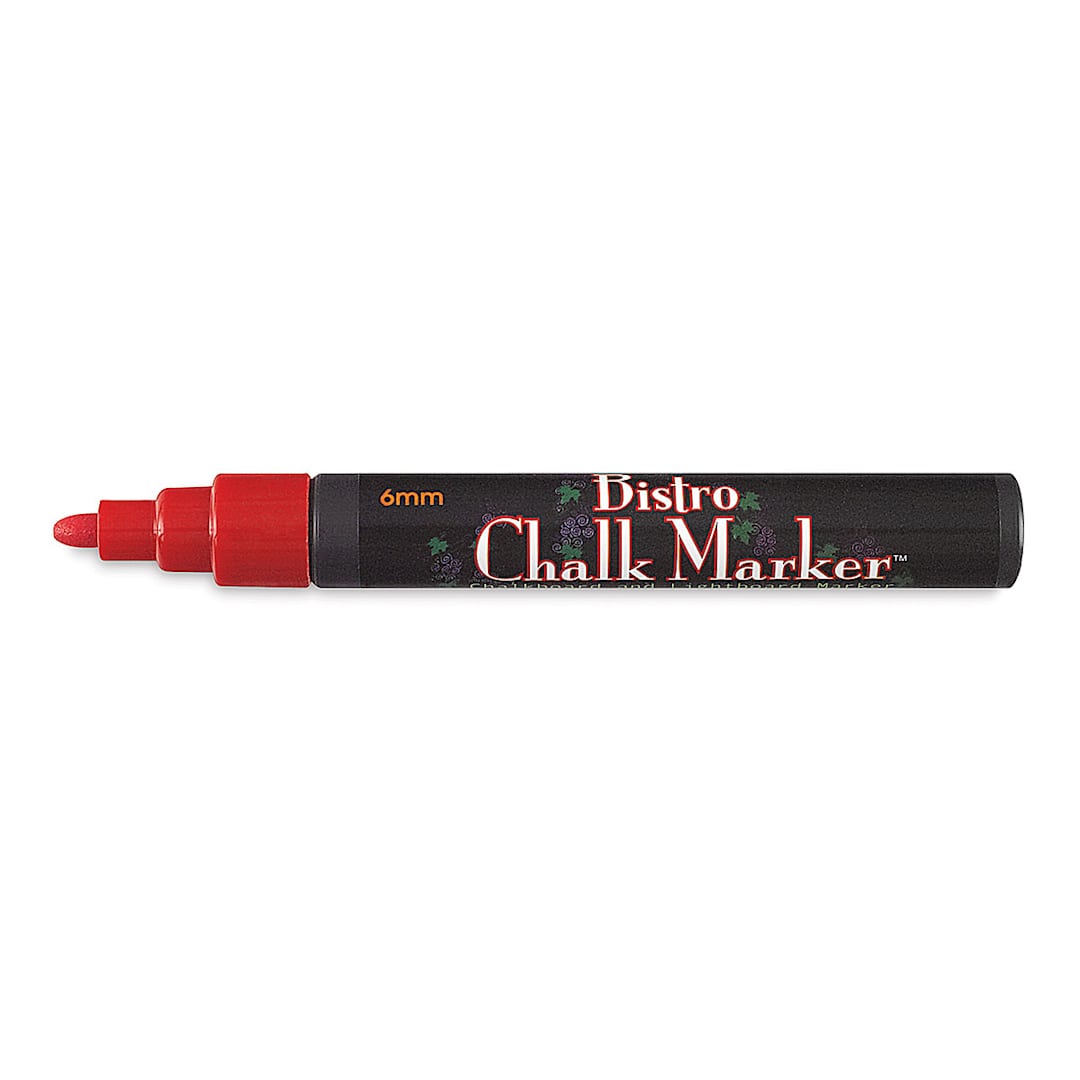 Open in modal - Bistro Chalk Marker - Single 6mm Tip Red Marker shown with cap off