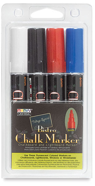 Open in modal - Bistro Chalk Marker Set - Front of Set C 6mm Assorted Colors Marker Set in package 