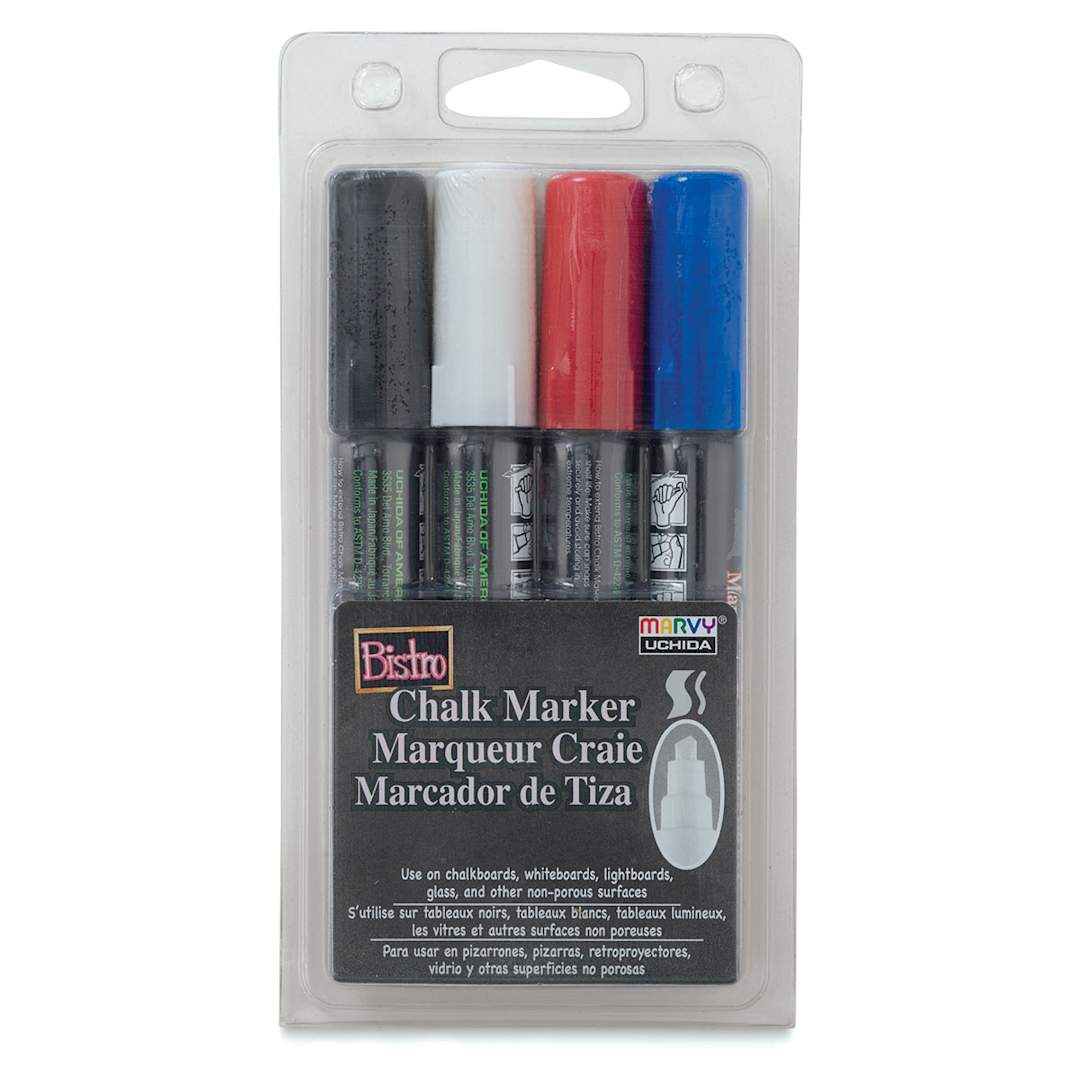Open in modal - Bistro Chalk Marker Set - Front of Set C 6mm Chisel Tip Assorted Colors Marker Set in package 