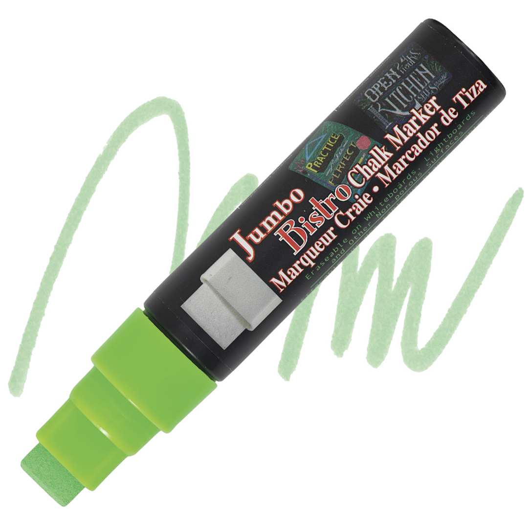 Open in modal - Marvy Uchida Bistro Chalk Marker - Fluorescent Green, 16 mm marker and swatch