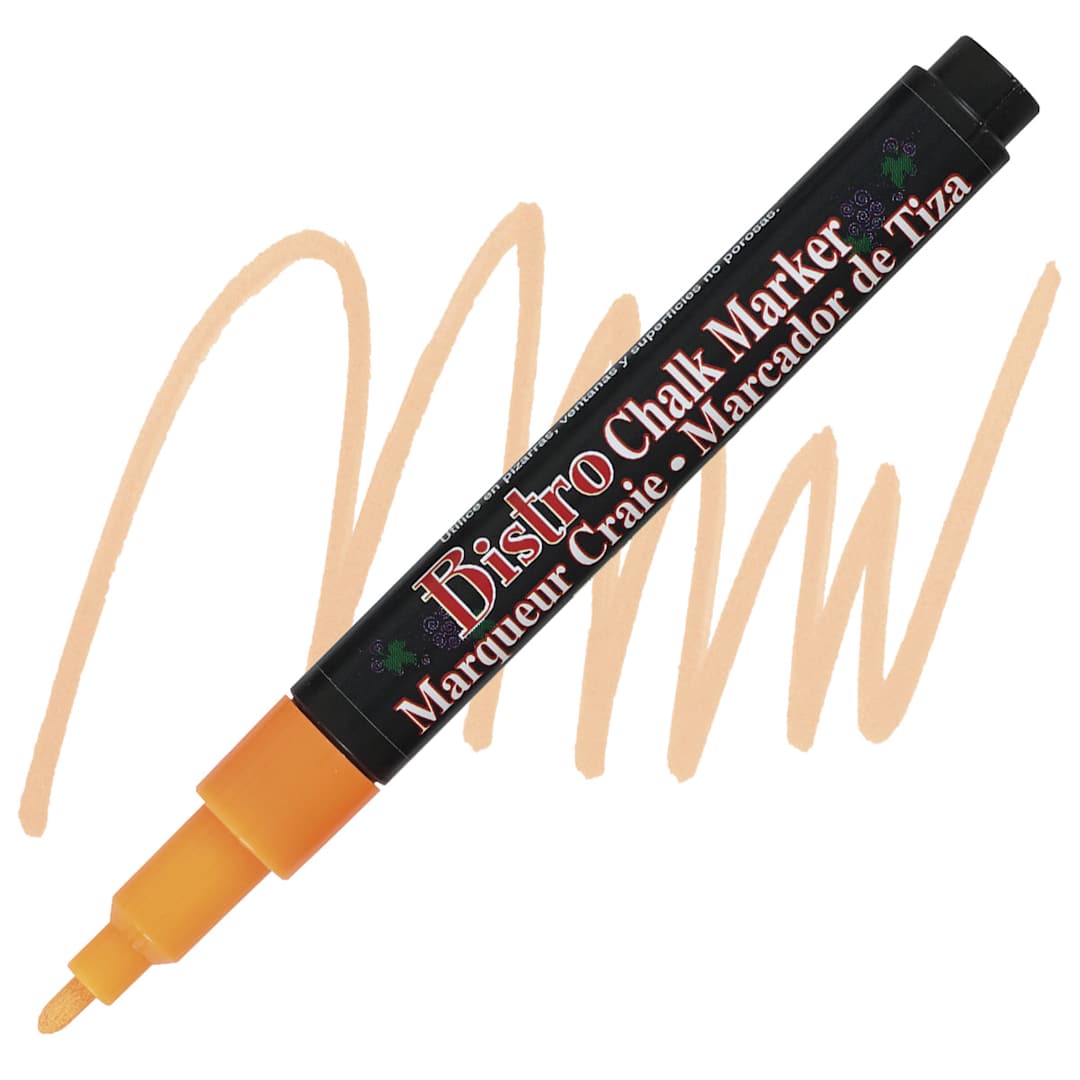 Open in modal - Marvy Uchida Bistro Chalk Marker - Fluorescent Orange, 6 mm marker and swatch