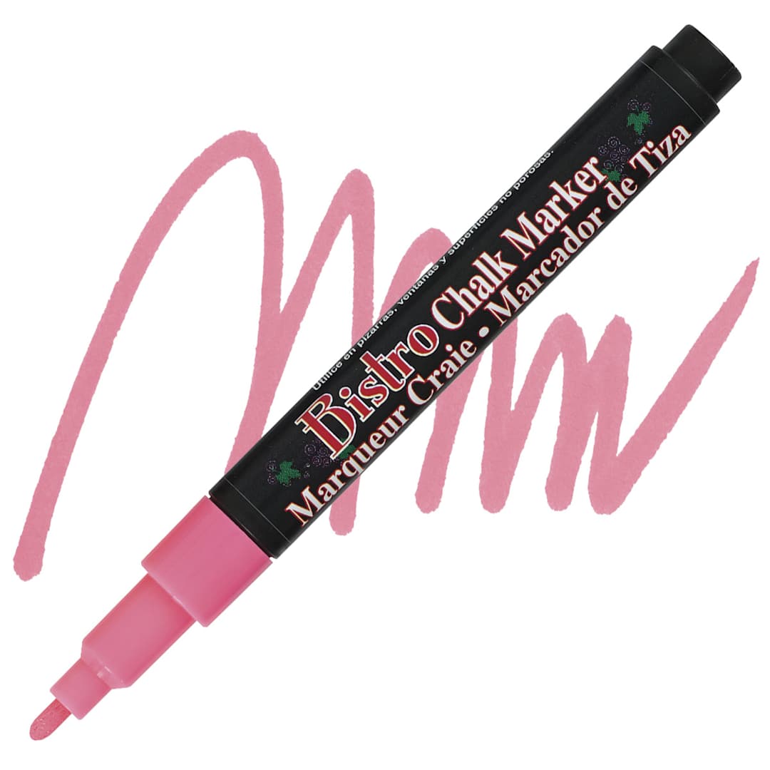 Open in modal - Marvy Uchida Bistro Chalk Marker - Fluorescent Red, 6 mm marker and swatch
