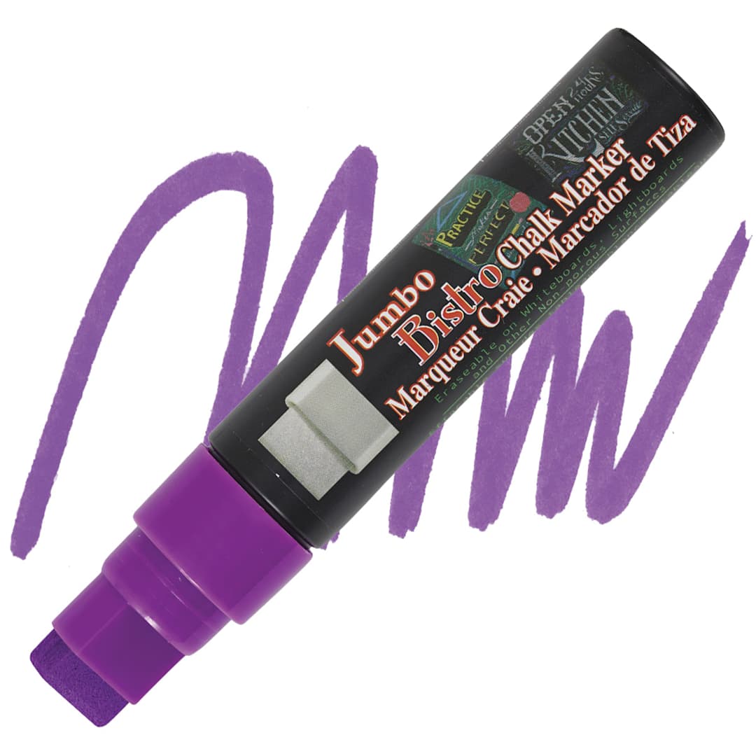 Open in modal - Marvy Uchida Bistro Chalk Marker - Fluorescent Violet, 16 mm marker and swatch