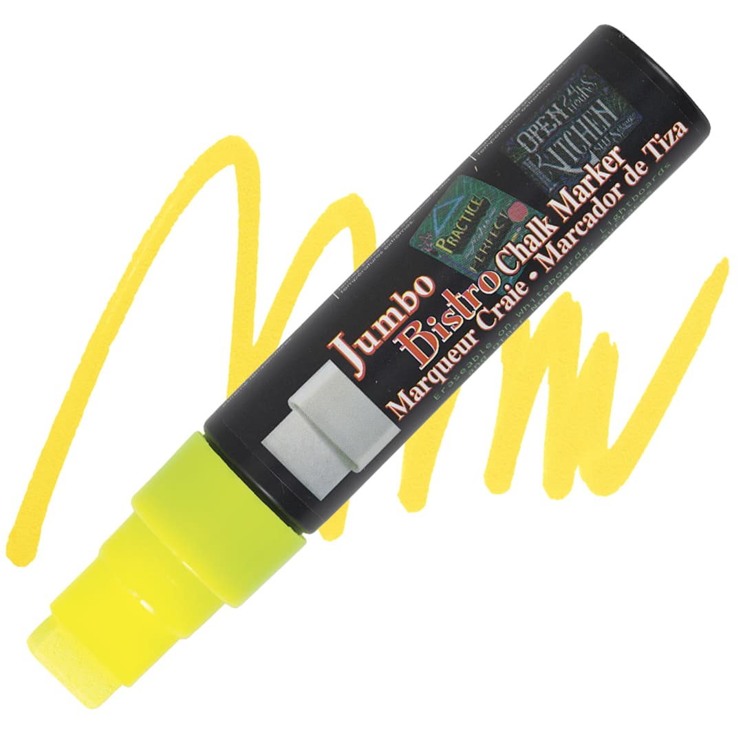 Open in modal - Marvy Uchida Bistro Chalk Marker - Fluorescent Yellow, 16 mm marker and swatch