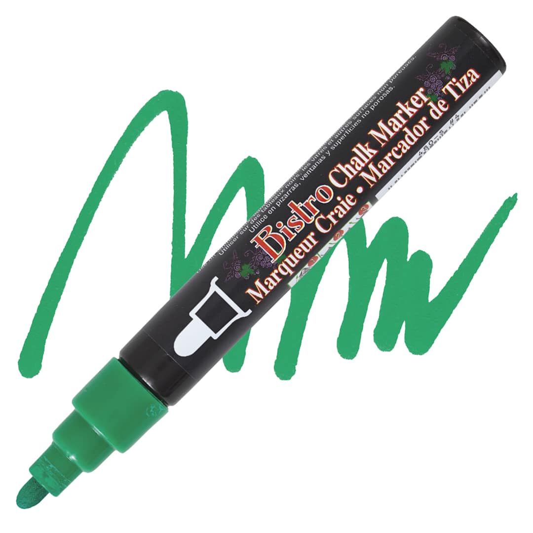 Open in modal - Marvy Uchida Bistro Chalk Marker - Green, 6 mm marker and swatch