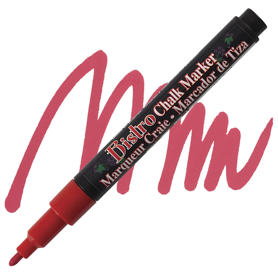 Open in modal - Marvy Uchida Bistro Chalk Marker  - Red, 3 mm marker and swatch
