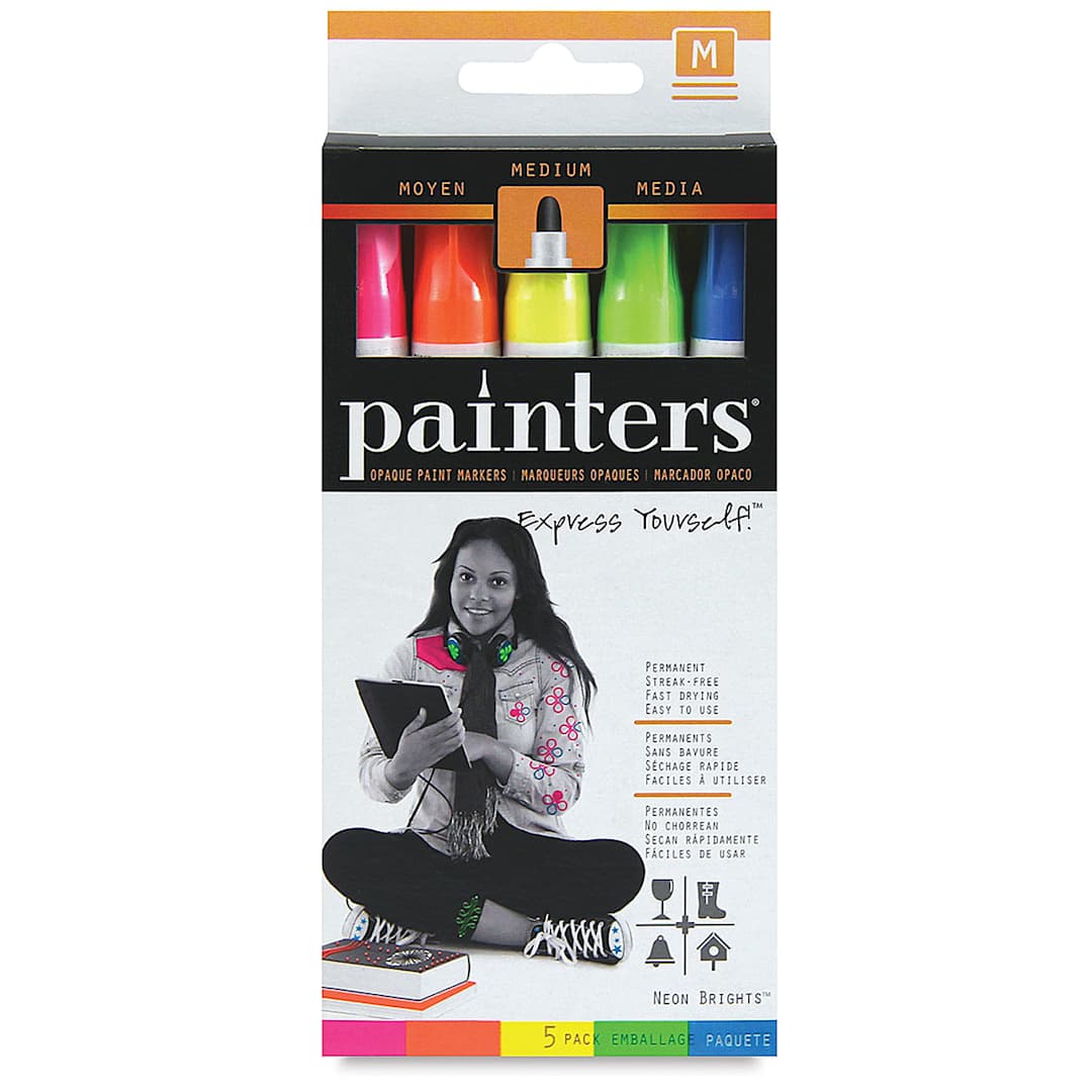 Open in modal - Elmer's Painters Paint Marker Set - Neon Colors, Medium Point, Set of 5