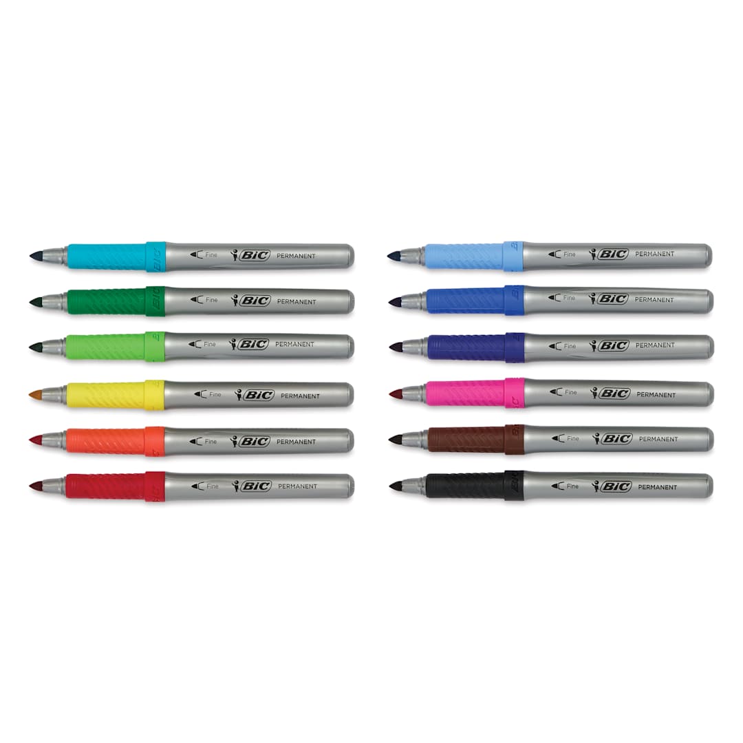 Open in modal - Bic Intensity Permanent Marker - Set of 12, markers with caps off