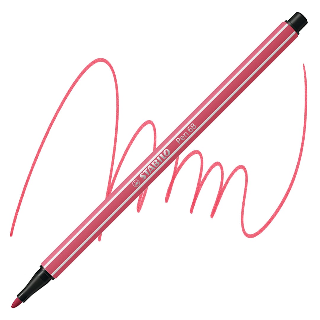 Open in modal - Stabilo Pen 68 - Strawberry Red pen and swatch