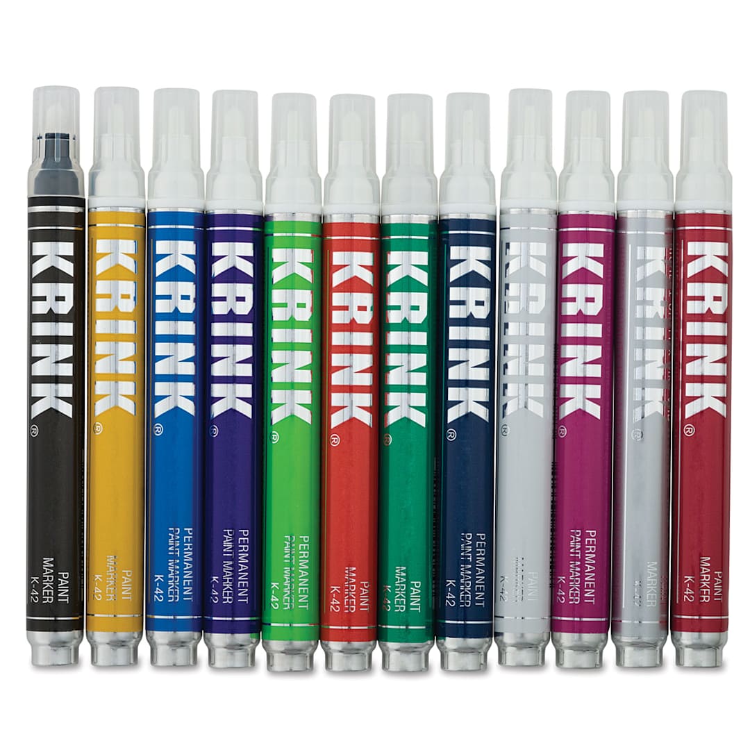 Open in modal - Krink K-42 Paint Markers and Sets - Components of 12 pc set shown upright