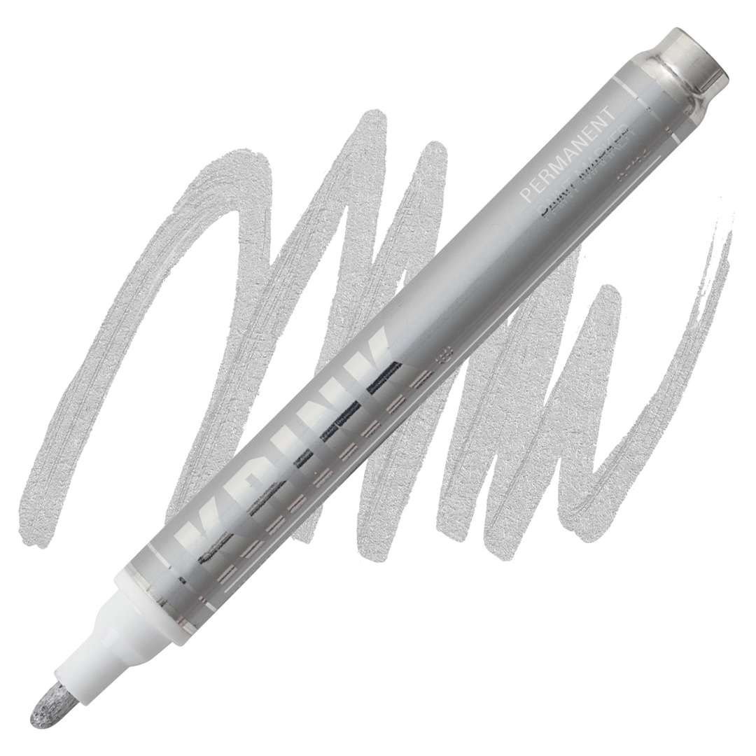 Open in modal - KRINK K-42 Paint Marker - Metallic Silver marker and swatch