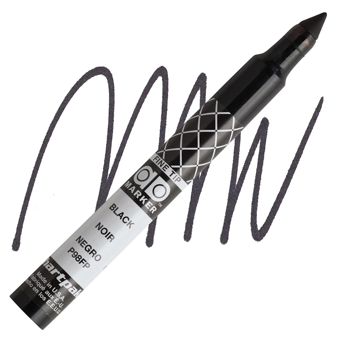 Open in modal - Chartpak Fine Tip Ad Marker - Black marker and swatch