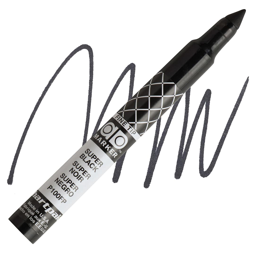 Open in modal - Chartpak Fine Tip Ad Marker - Super Black marker and swatch