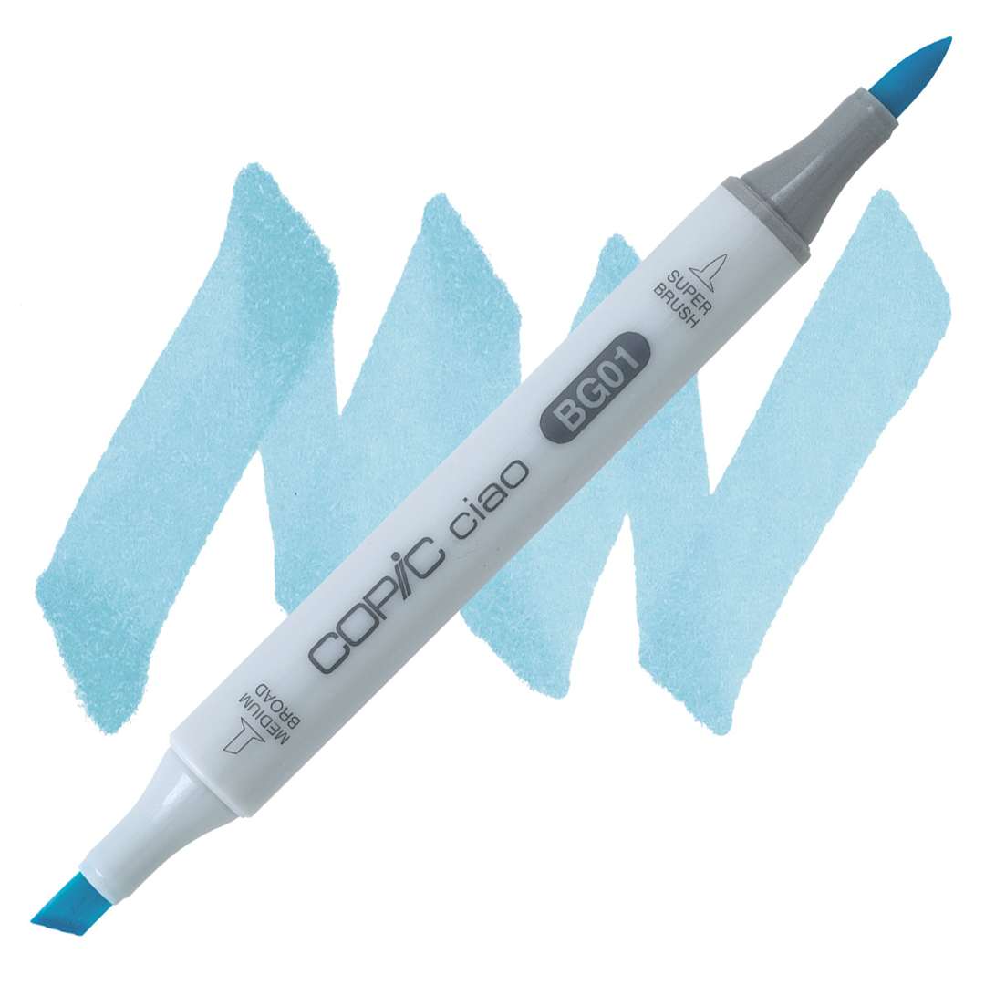 Open in modal - Copic Ciao Double Ended Marker - Aqua Blue BG01 marker and swatch
