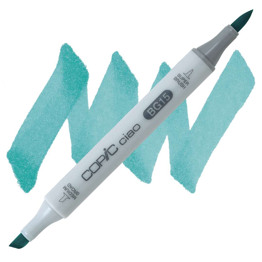 Open in modal - Copic Ciao Double Ended Marker - Aqua BG15 marker and swatch