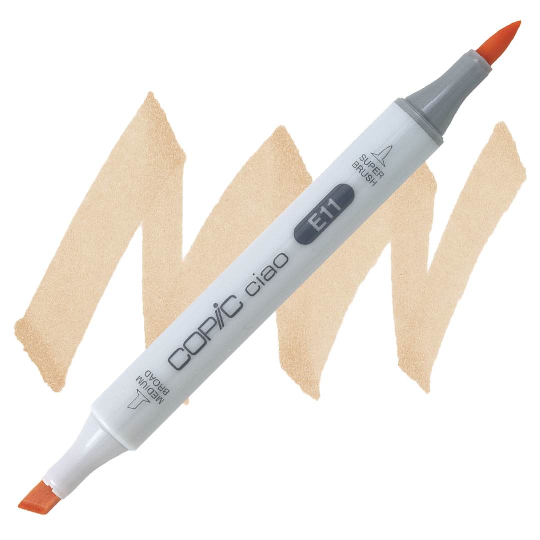 Open in modal - Copic Ciao Double Ended Marker - Bareley Beige E11 marker and swatch
