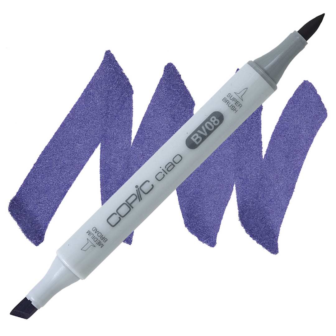 Open in modal - Copic Ciao Double Ended Marker - Blue Violet BV08 marker and swatch