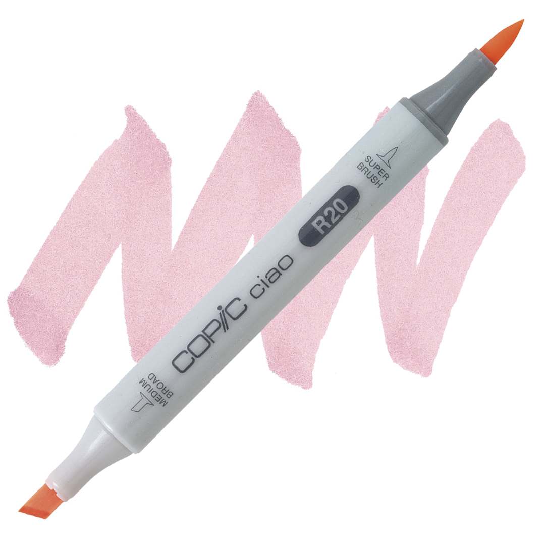 Open in modal - Copic Ciao Double Ended Marker - Blush R20 marker and swatch