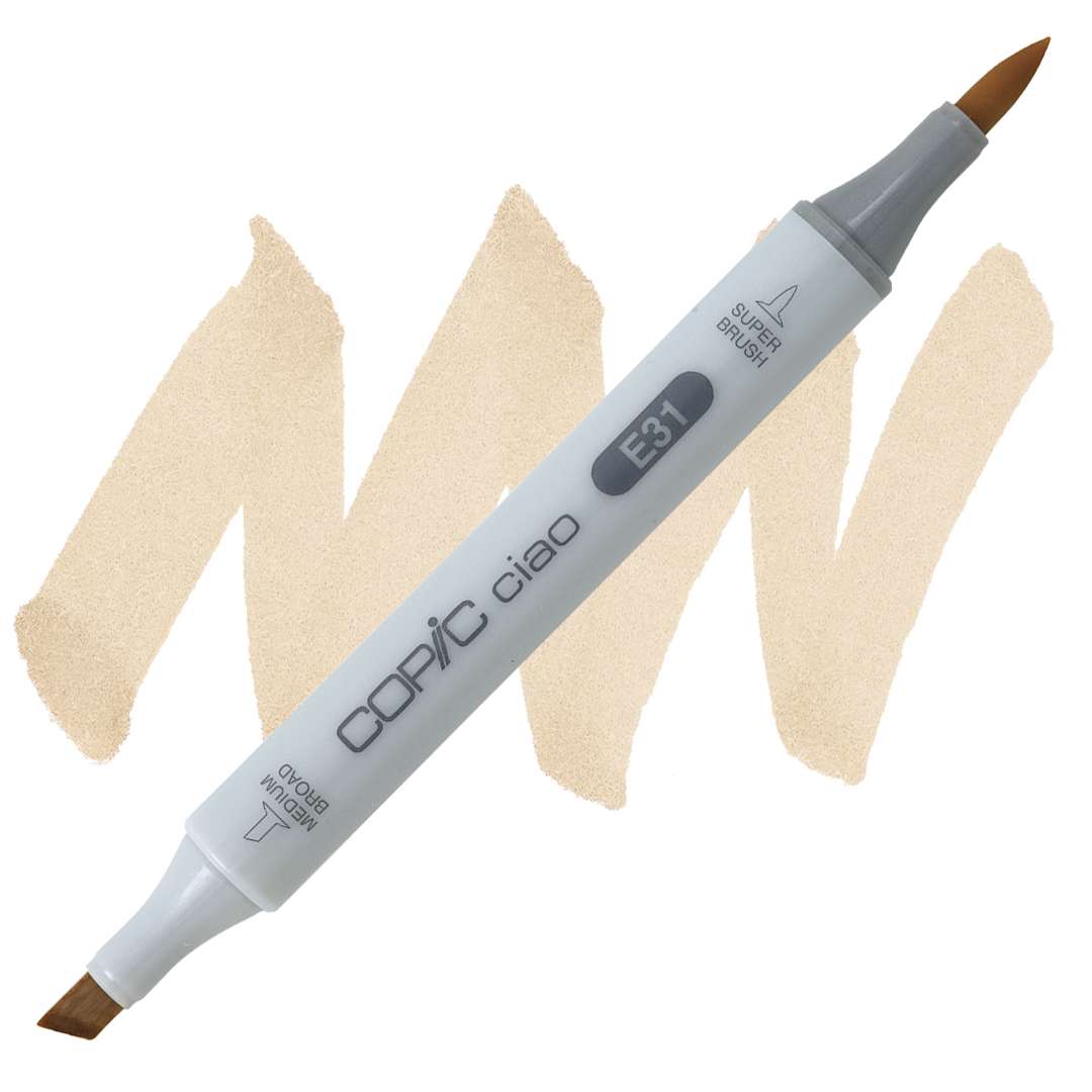 Open in modal - Copic Ciao Double Ended Marker - Brick Beige E31 marker and swatch