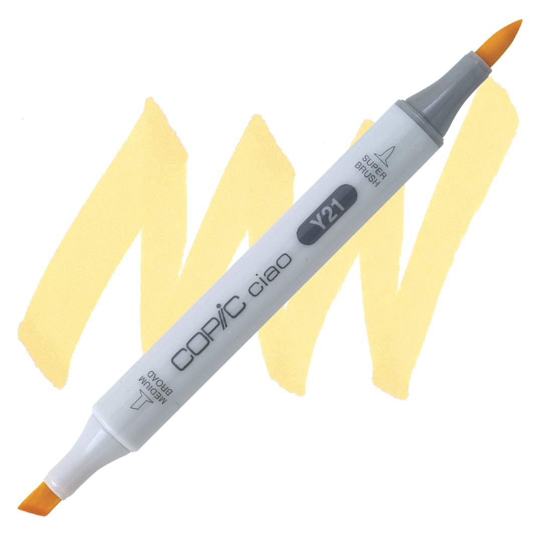 Open in modal - Copic Ciao Double Ended Marker - Buttercup Yellow Y21 marker and swatch