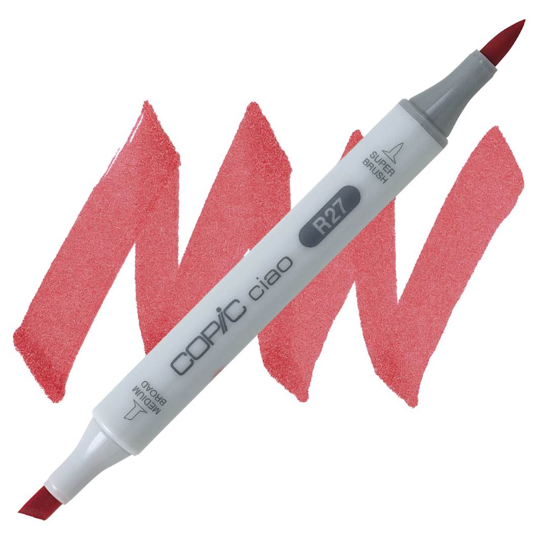 Open in modal - Copic Ciao Double Ended Marker - Cadmium Red R27 marker and swatch