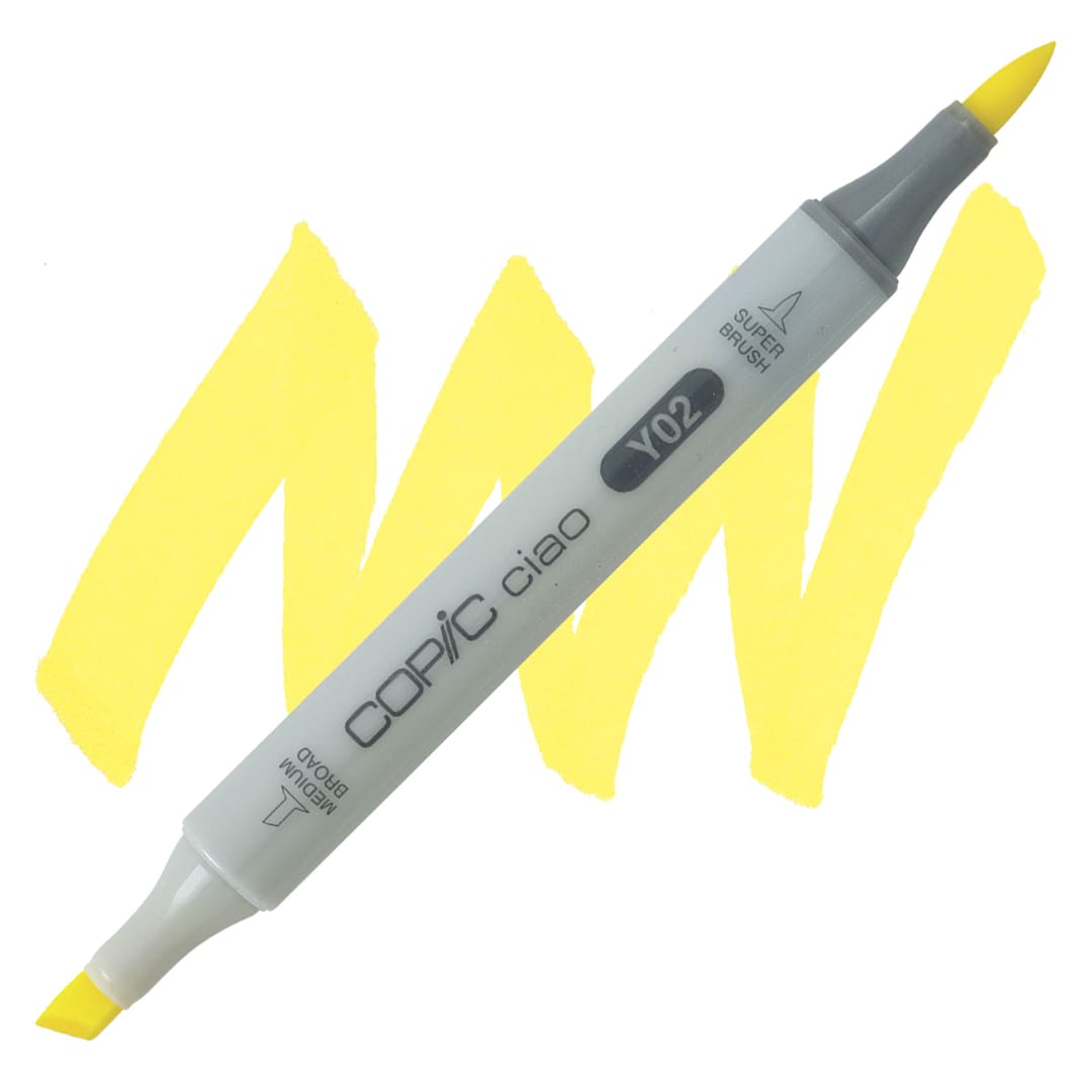 Open in modal - Copic Ciao Double Ended Marker - Canary Yellow Y02 marker and swatch