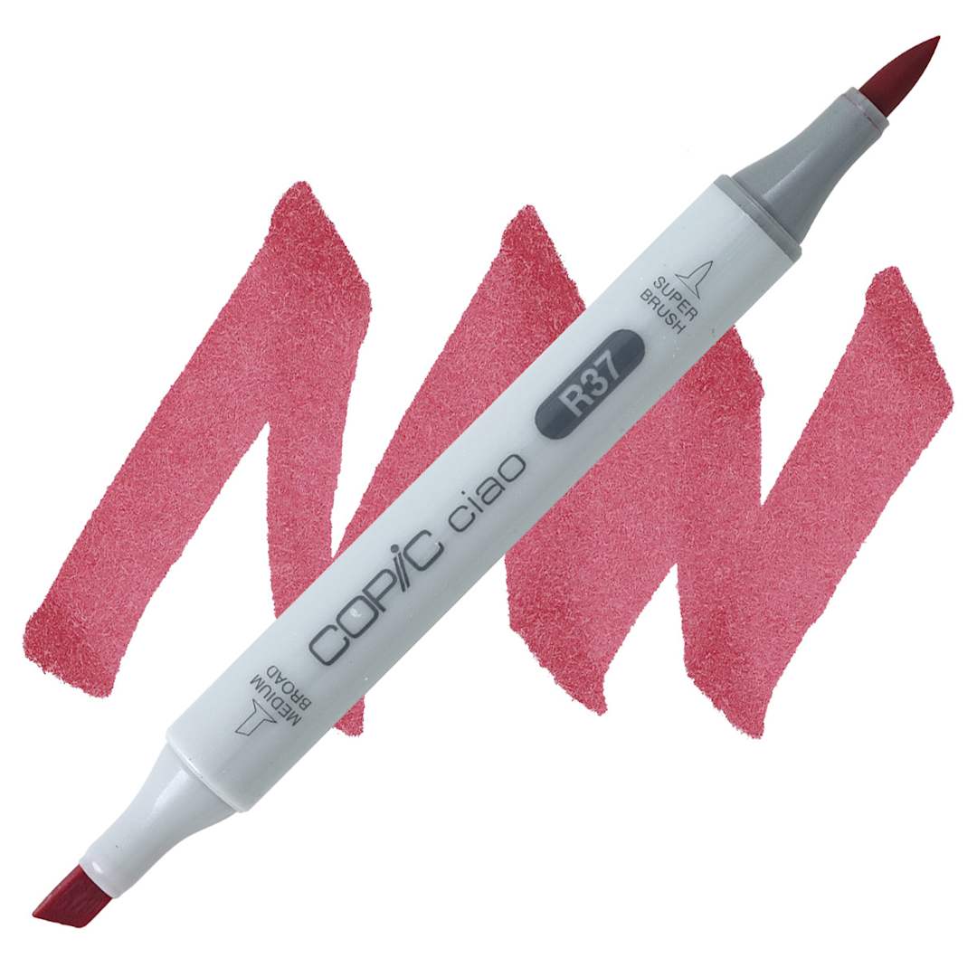 Open in modal - Copic Ciao Double Ended Marker - Carmine R37 marker and swatch