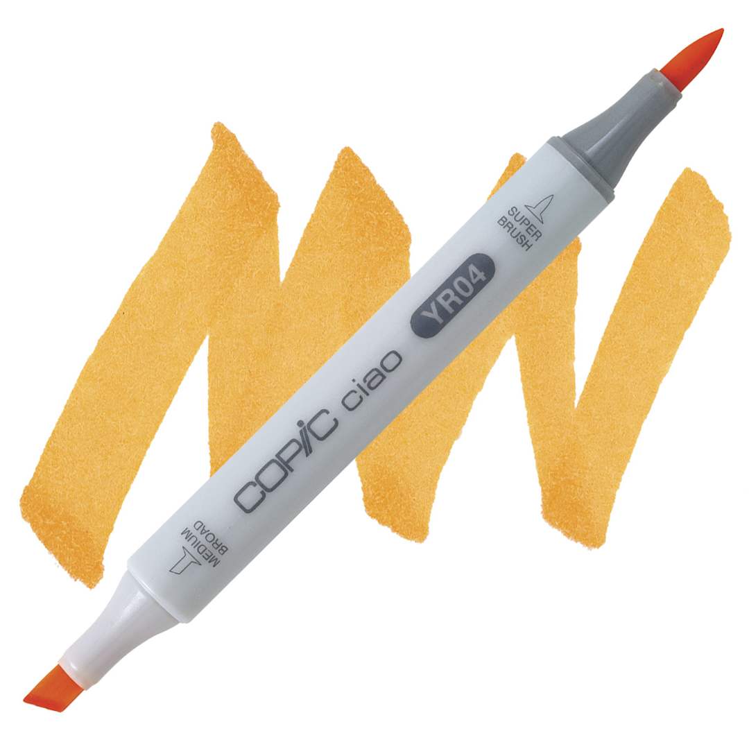 Open in modal - Copic Ciao Double Ended Marker - Chrome Orange YR04 marker and swatch