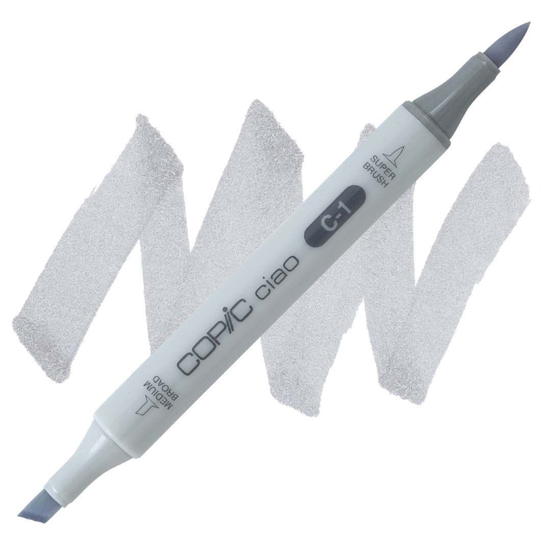Open in modal - Copic Ciao Double Ended Marker - Cool Gray C-1 marker and swatch