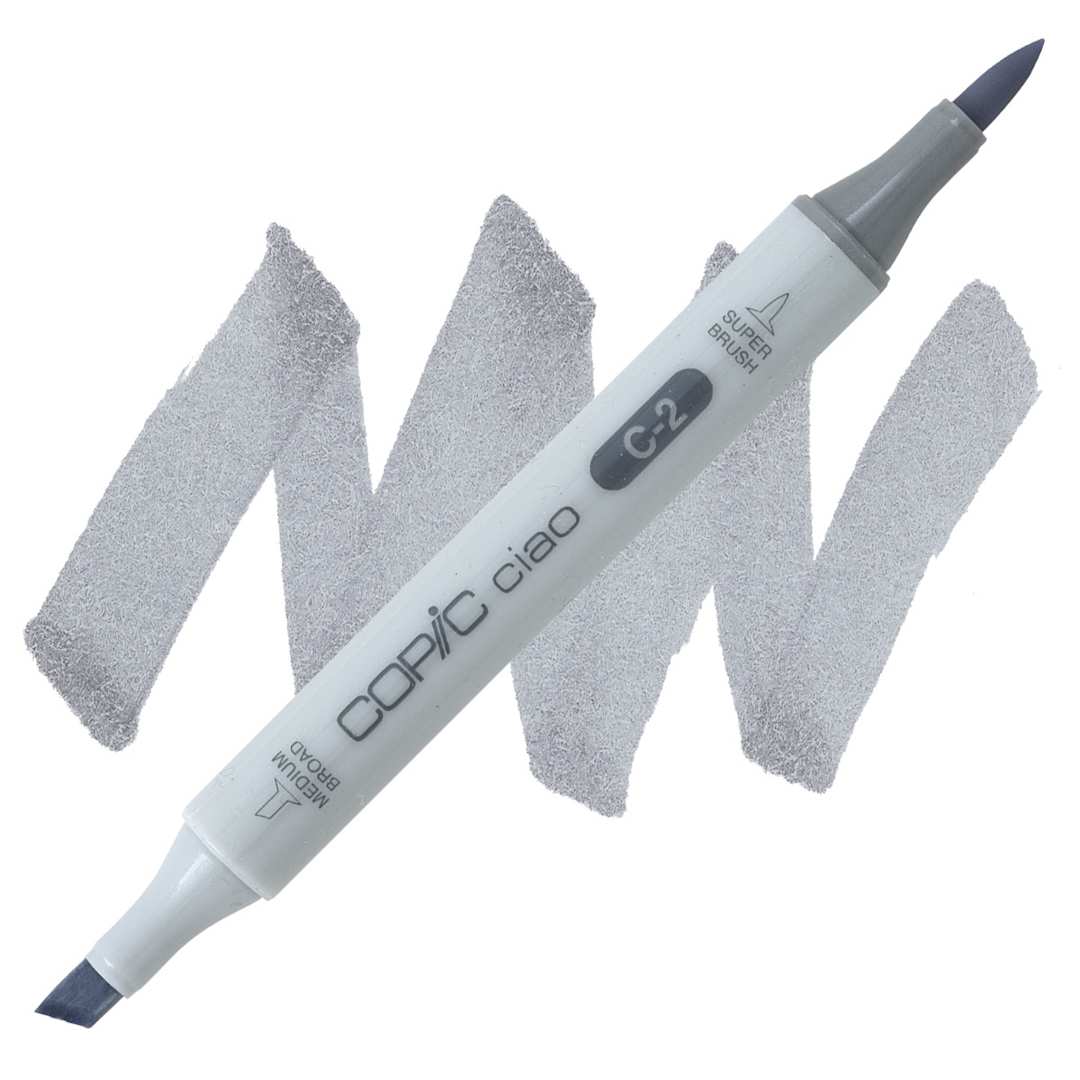 Open in modal - Copic Ciao Double Ended Marker - Cool Gray C-2 marker and swatch