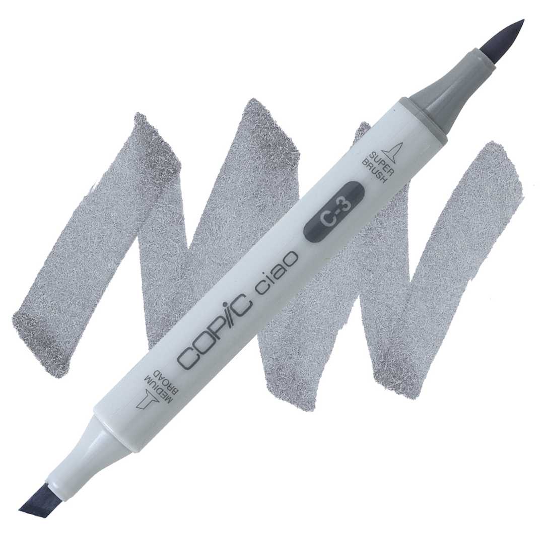 Open in modal - Copic Ciao Double Ended Marker - Cool Gray C-3 marker and swatch