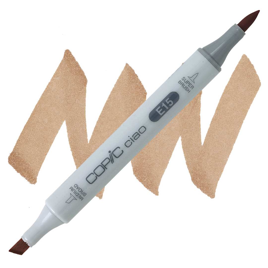 Open in modal - Copic Ciao Double Ended Marker - Earthenware E15 marker and swatch