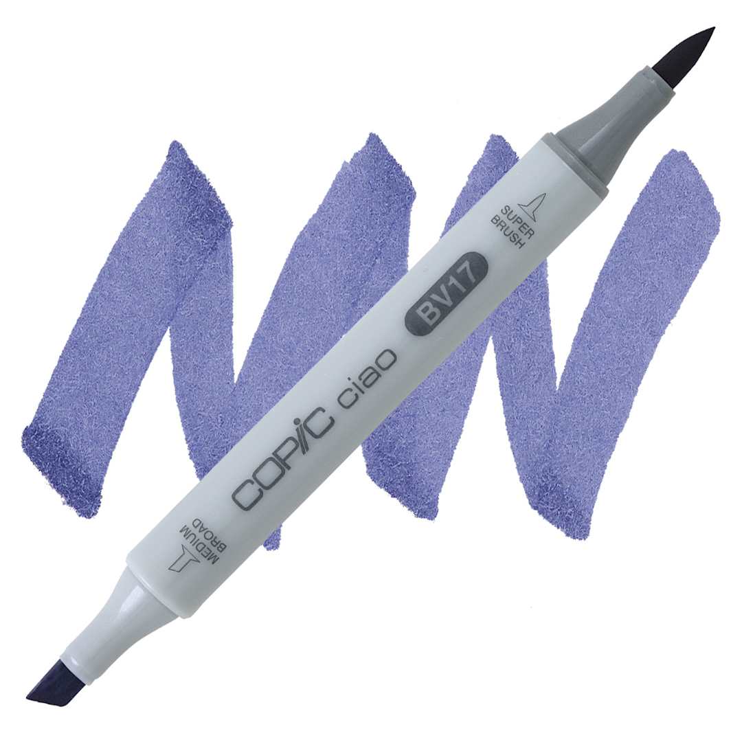Open in modal - Copic Ciao Double Ended Marker - Deep Reddish Blue BV17 marker and swatch