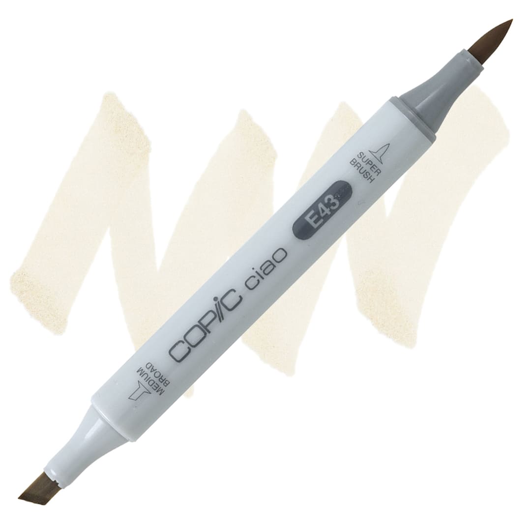 Open in modal - Copic Ciao Double Ended Marker - Dull Ivory E43 marker and swatch