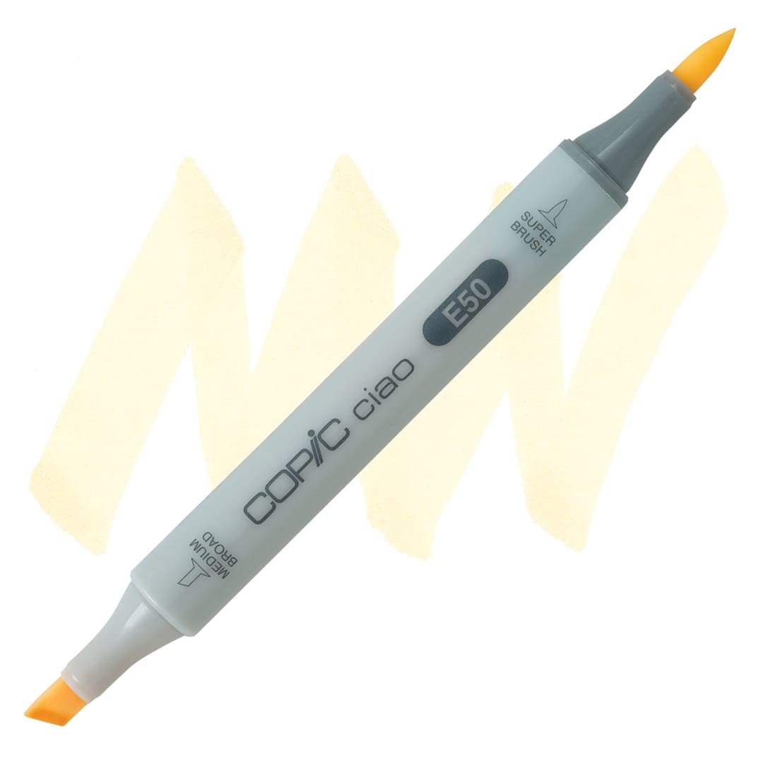 Open in modal - Copic Ciao Double Ended Marker - Egg Shell E50 marker and swatch