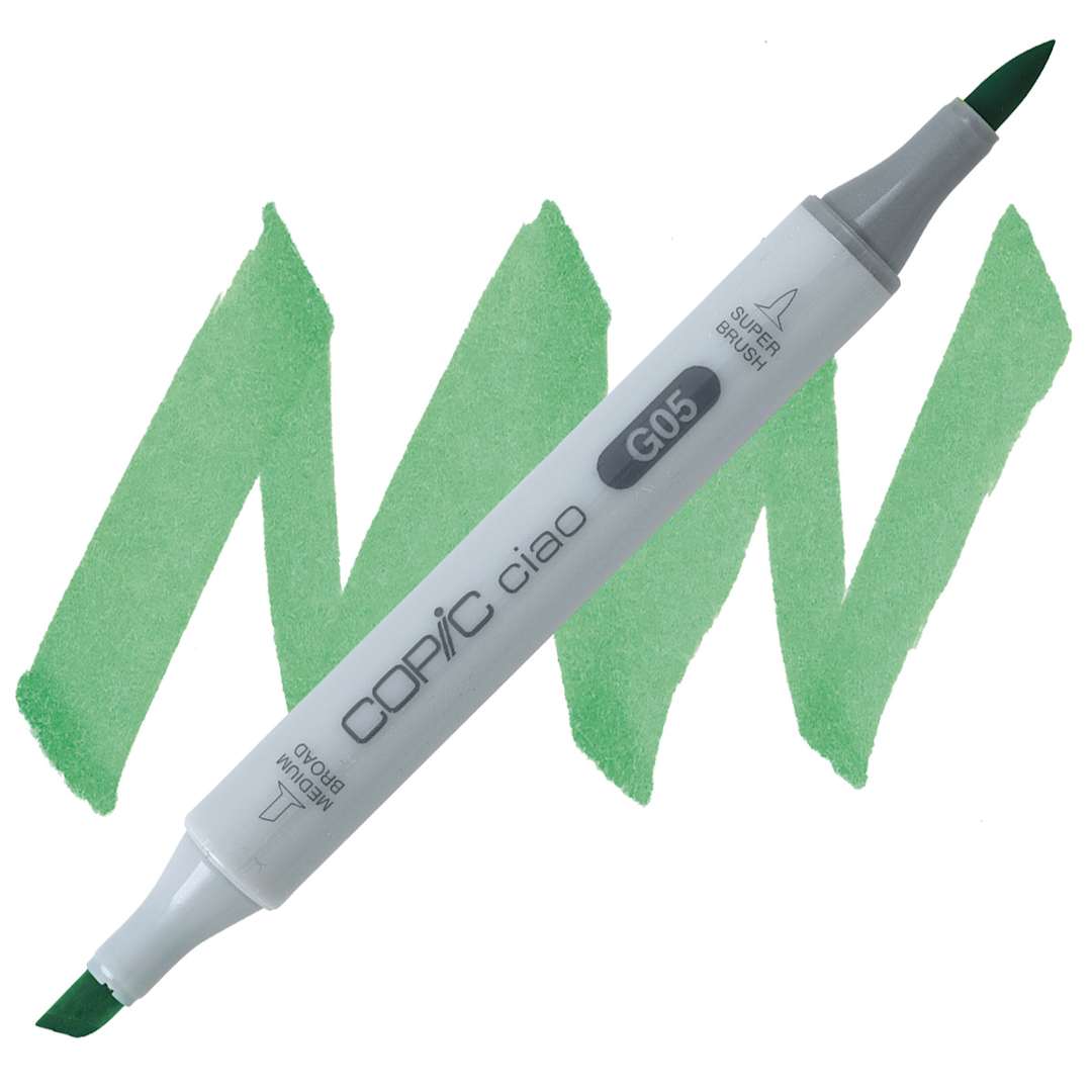 Open in modal - Copic Ciao Double Ended Marker - Emerald Green G05 marker and swatch