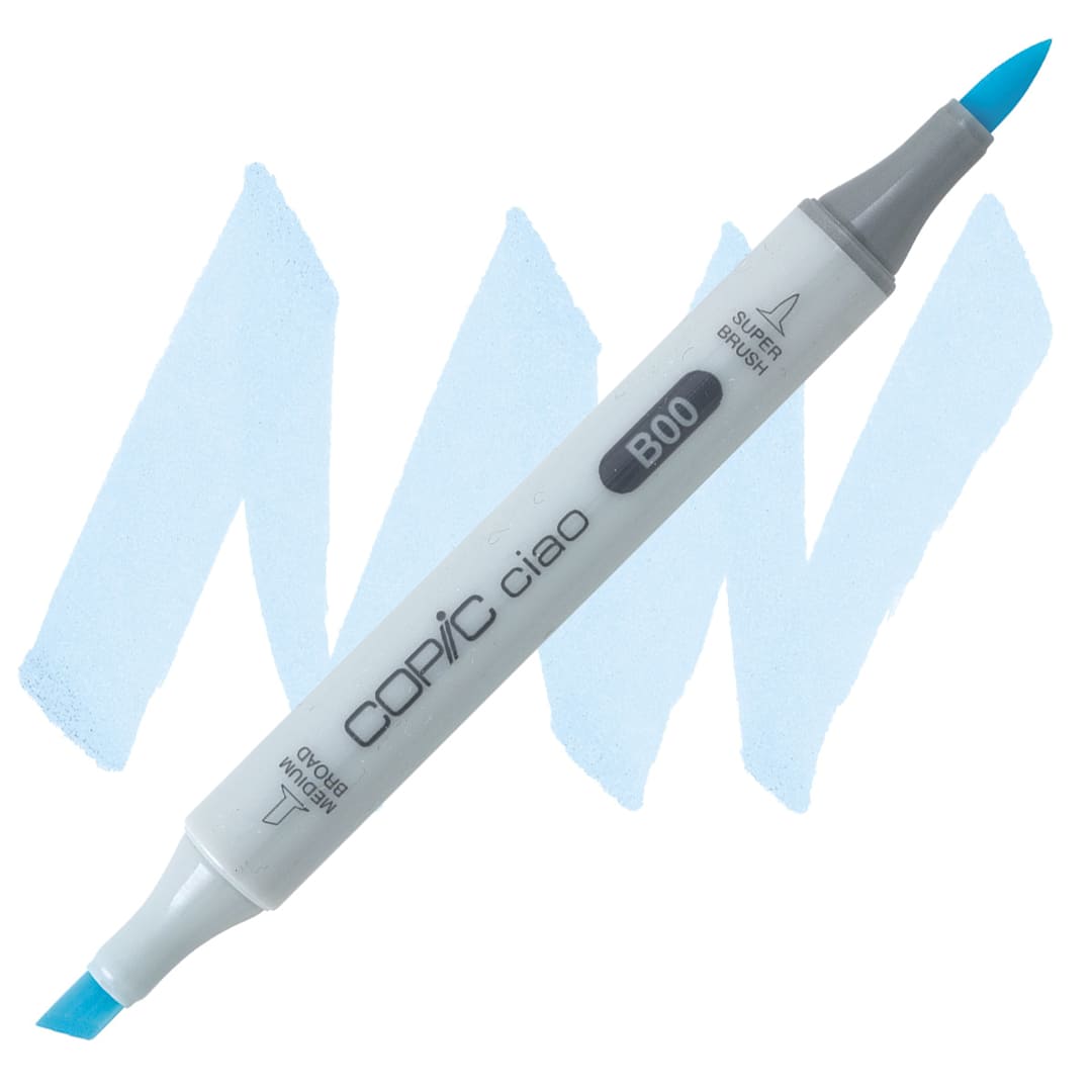 Open in modal - Copic Ciao Double Ended Marker - Frost Blue B00 marker and swatch