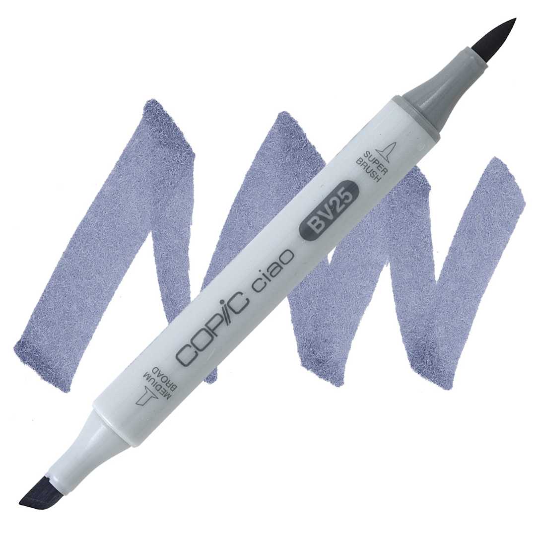 Open in modal - Copic Ciao Double Ended Marker - Grayish Violet BV25 marker and swatch