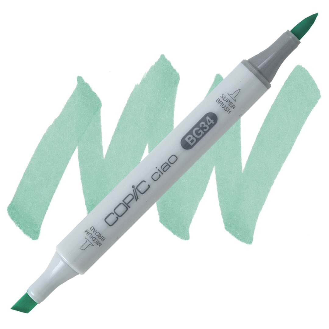 Open in modal - Copic Ciao Double Ended Marker - Horizon Green BG34 marker and swatch