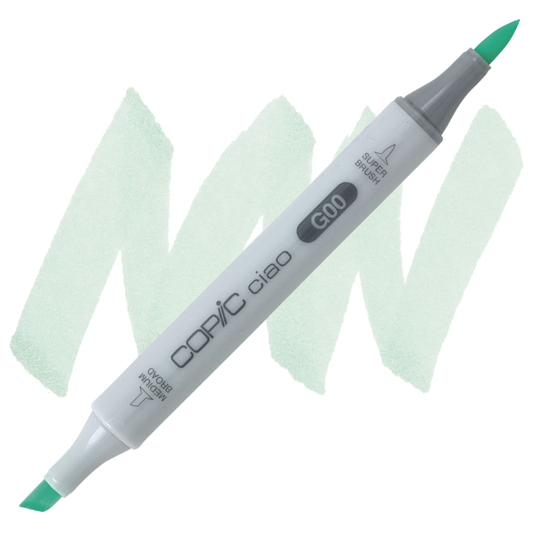 Open in modal - Copic Ciao Double Ended Marker - Jade Green G00 marker and swatch