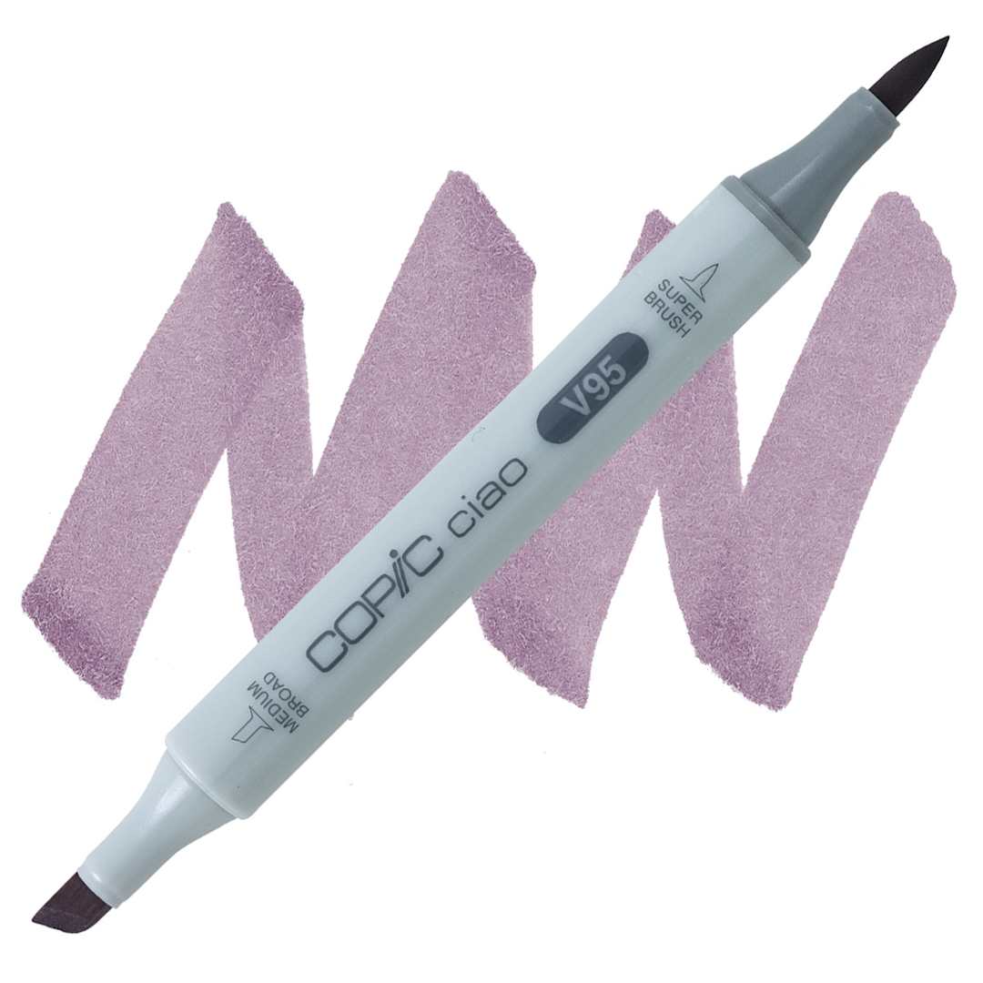 Open in modal - Copic Ciao Double Ended Marker - Light Grape V95 marker and swatch