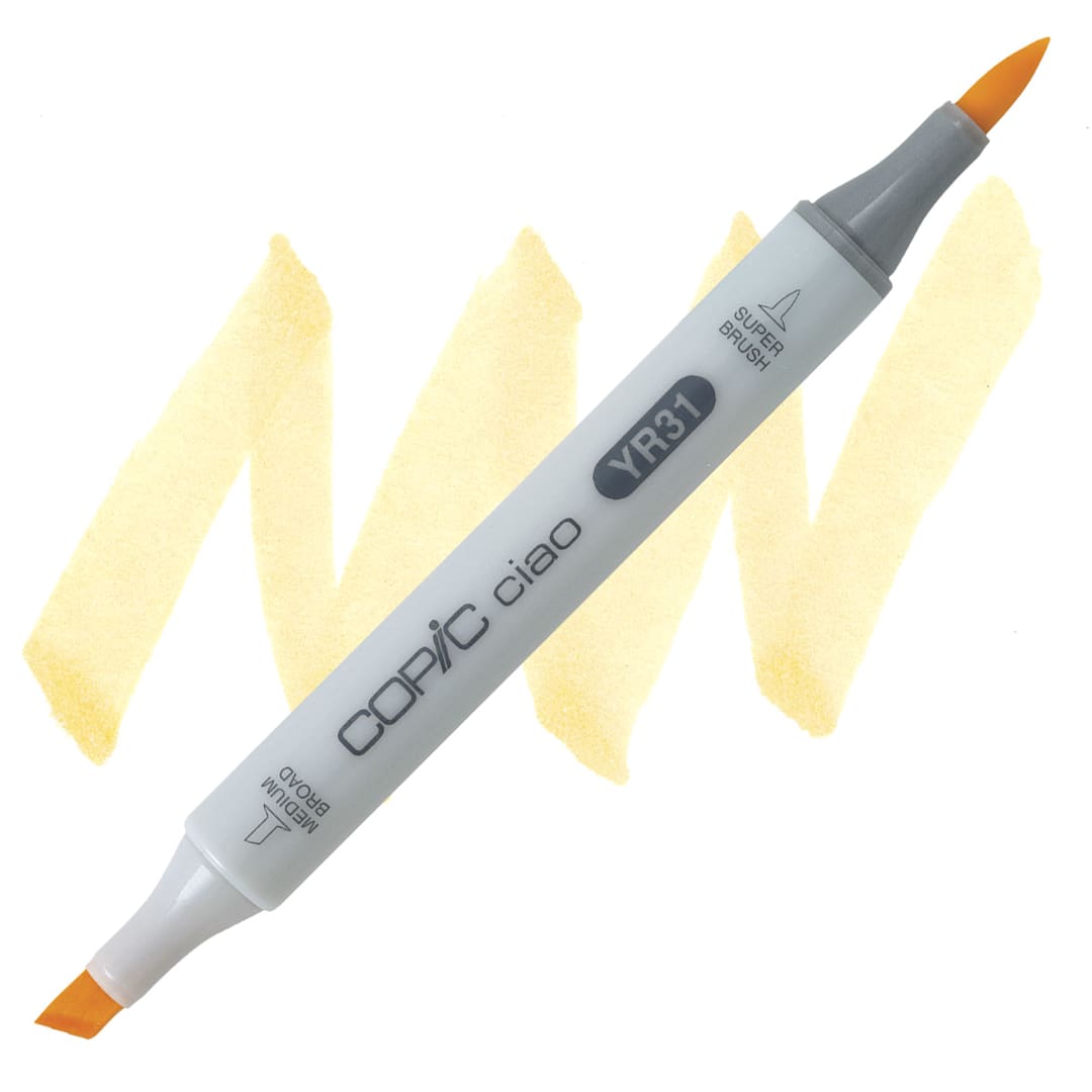 Open in modal - Copic Ciao Double Ended Marker - Light Reddish Yellow YR31 marker and swatch